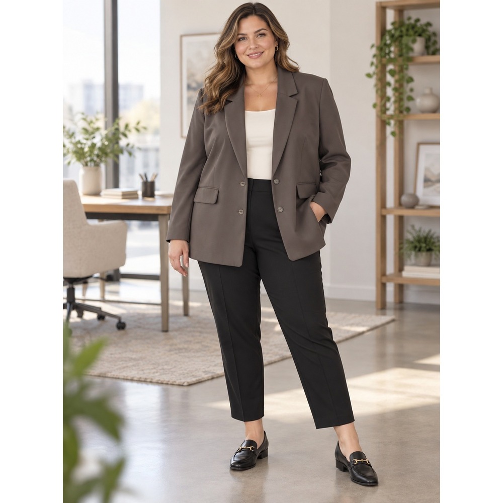 Old Navy Oversized Blazer Women 2X Brown Stretch Work Office Casual Jacket